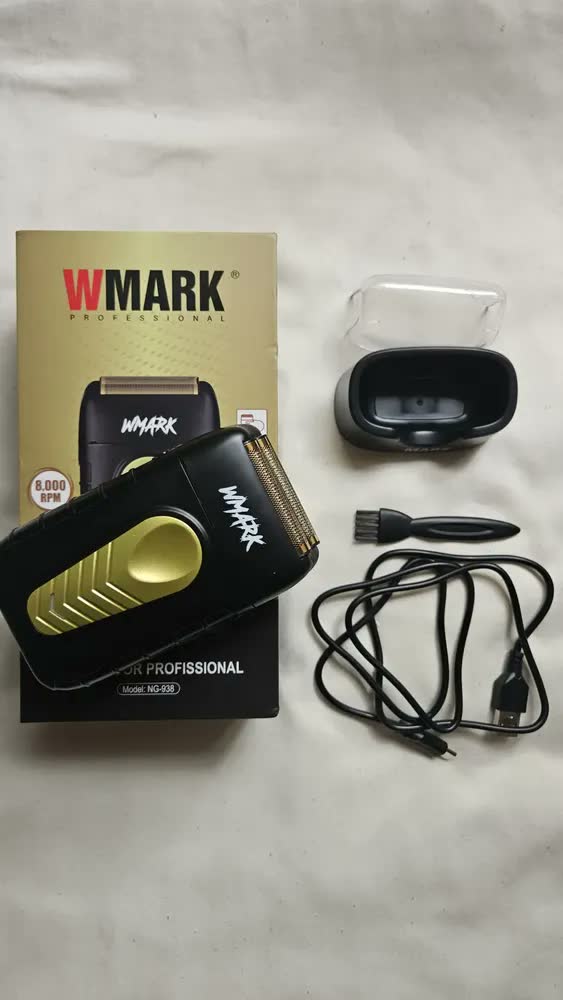 foto de Barbeador Wmark NG938 Preto Sem Fio 2 Cabeças Inox Recarregável