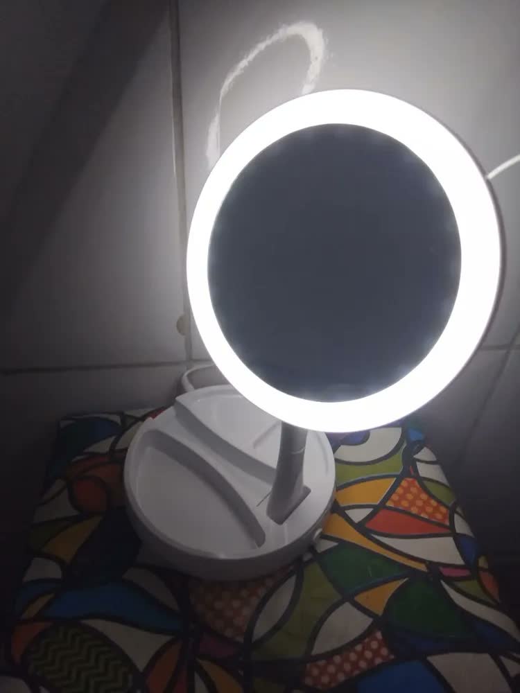 foto de Espelho Maquiagem Led Organiz 10x Dupla Face Dobrável Portátil