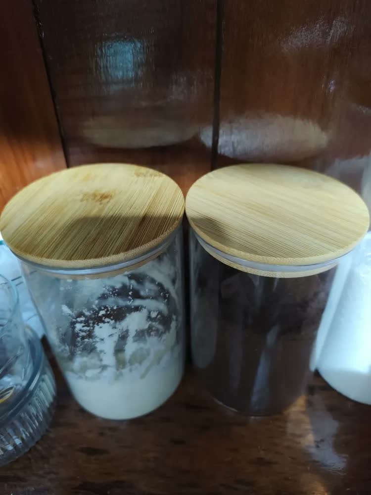foto de Kit 2 Potes Herméticos Vidro Transparente 1L Meu Canto Tampa Bambu