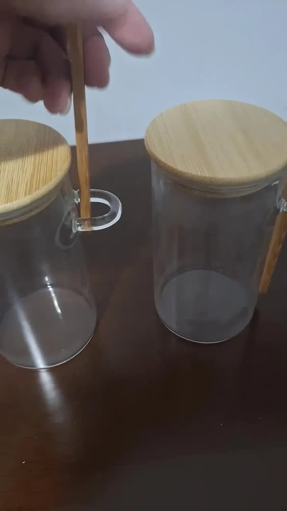 foto de Kit 2 Potes Herméticos Vidro Transparente 1L Meu Canto Tampa Bambu