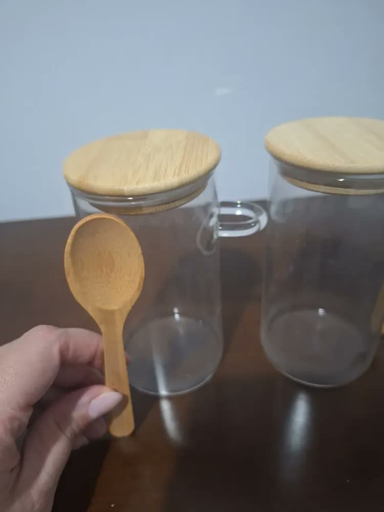 foto de Kit 2 Potes Herméticos Vidro Transparente 1L Meu Canto Tampa Bambu