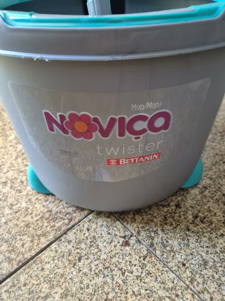 foto de Mop Giratório Noviça Esfregão Azul-turquesa Microfibra Balde Alumínio