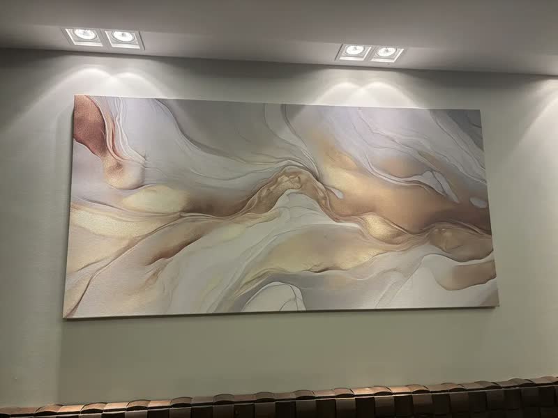 foto de Quadro Sala Abstrato Dourado Luxo Decorativo Grande 140x70