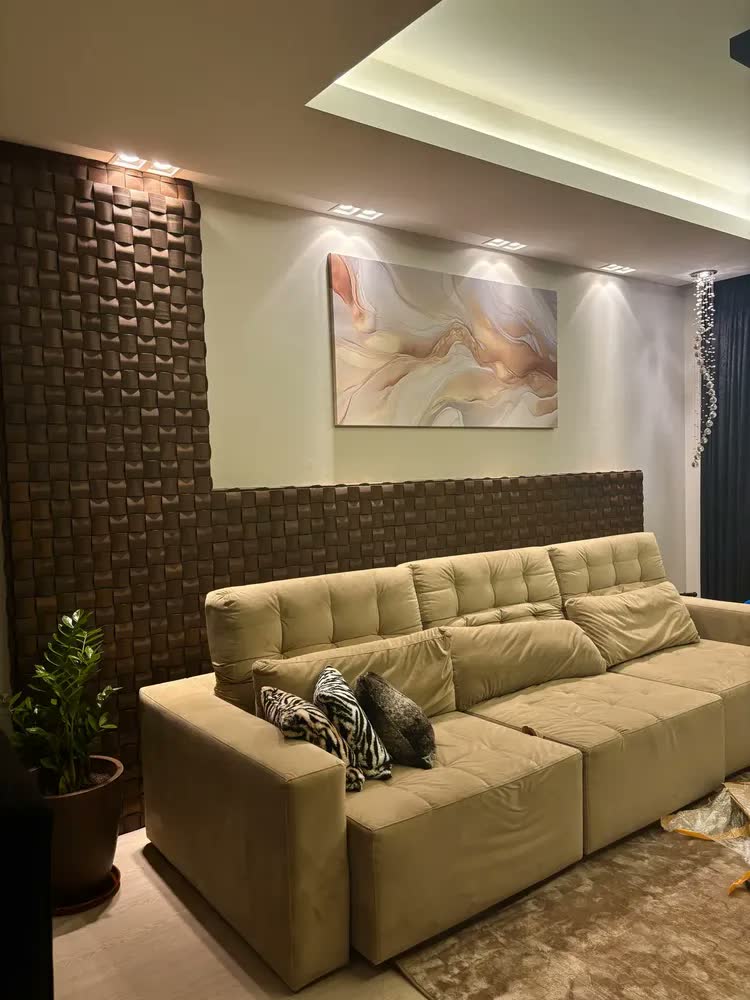 foto de Quadro Sala Abstrato Dourado Luxo Decorativo Grande 140x70