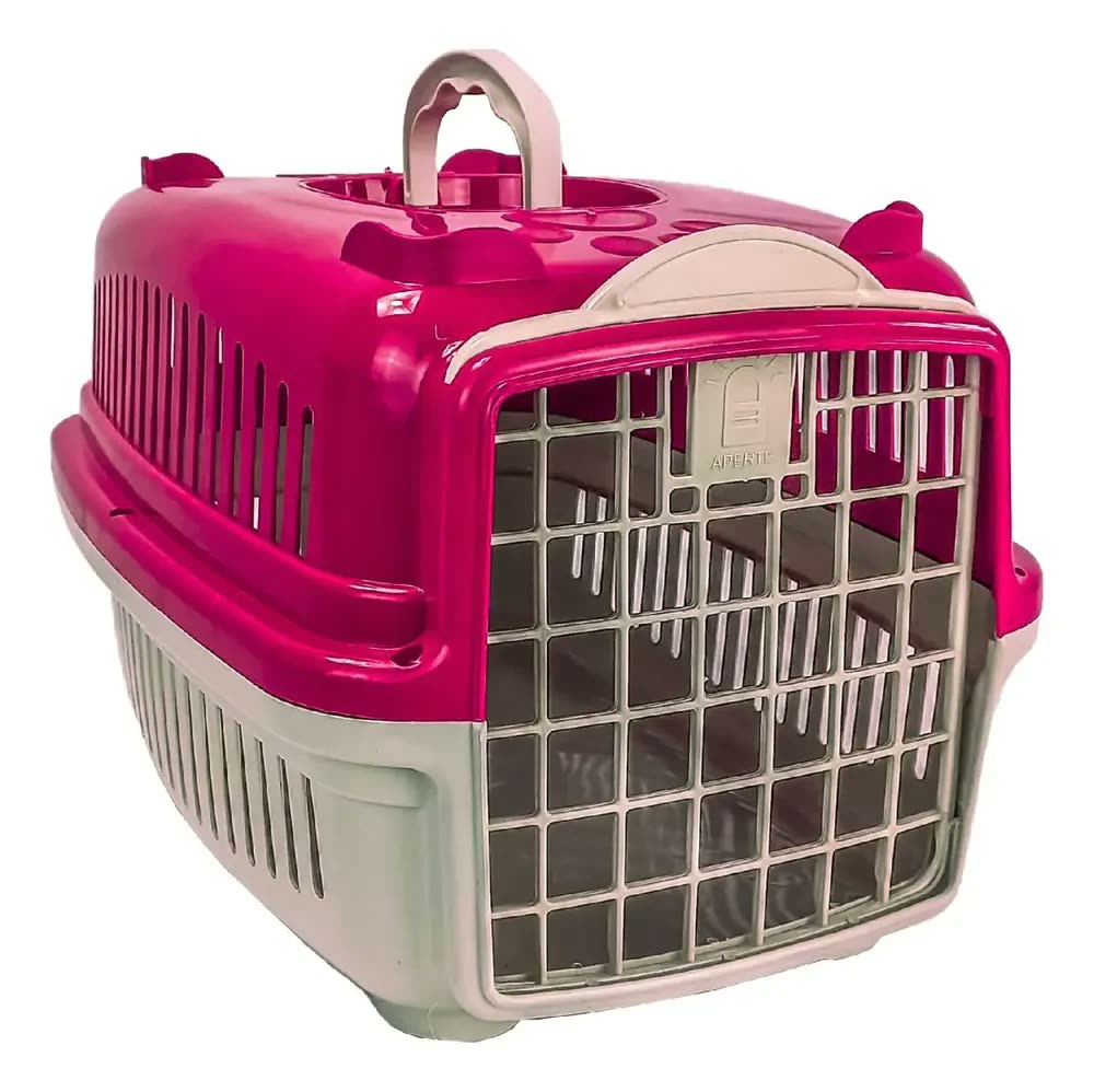 Caixa De Transporte Para Cães Gatos Mais Dog N.04 Rosa