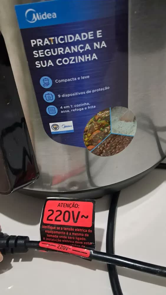 foto de Panela De Pressão Mecânica Preta E Inox 4l Midea Cor Cinza