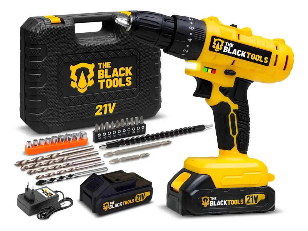 foto de Parafusadeira E Furadeira De Impacto 3/8 The Black Tools Tb21-pz Com 2 Baterias E Acessorios