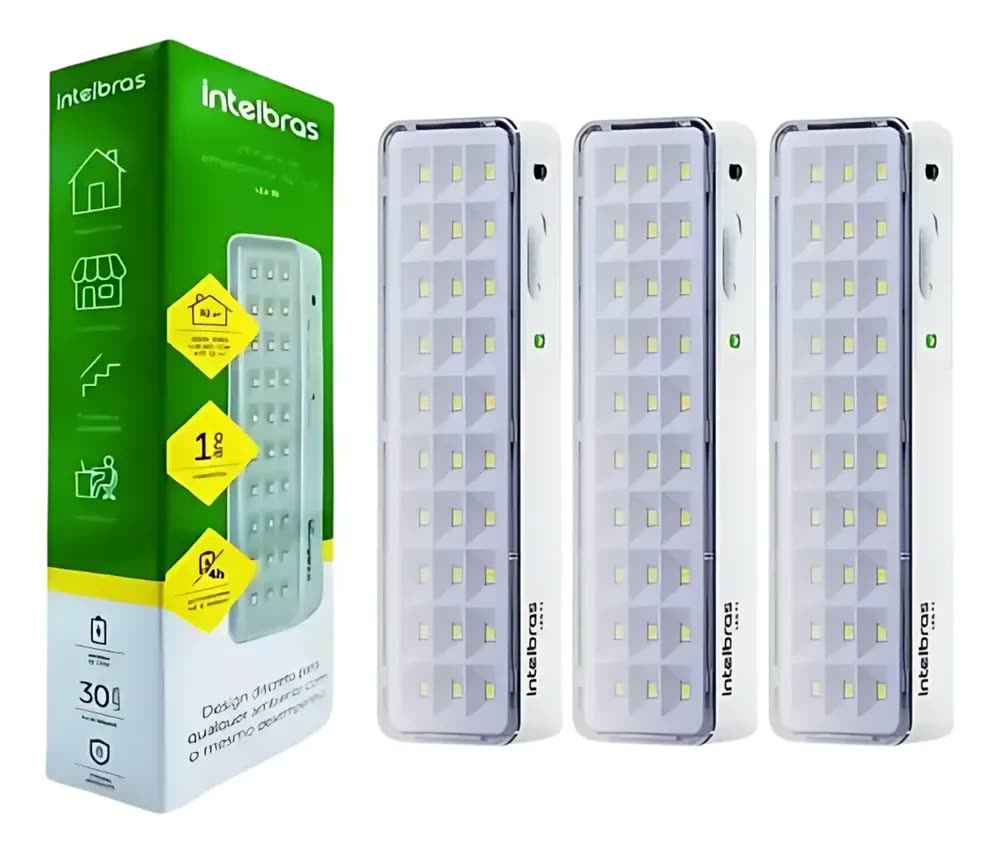 Kit 3 Lâmpadas Luminária De Emergência Recarregável Lâmpada De 30 Leds Autonoma Cor Luz Branco