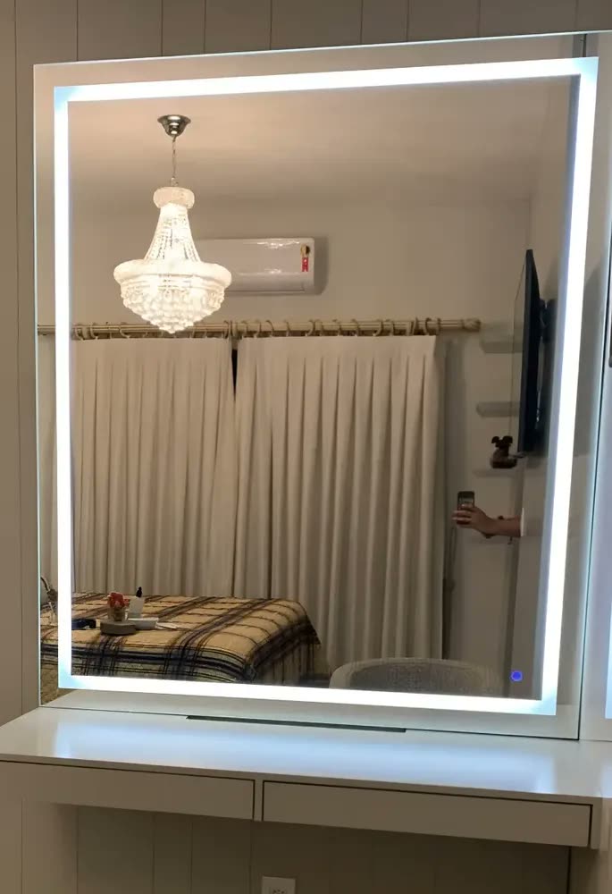 foto de Espelho Led Camarim Penteadeira Banheiro 170x70 Touch Screen Moldura Sem Moldura
