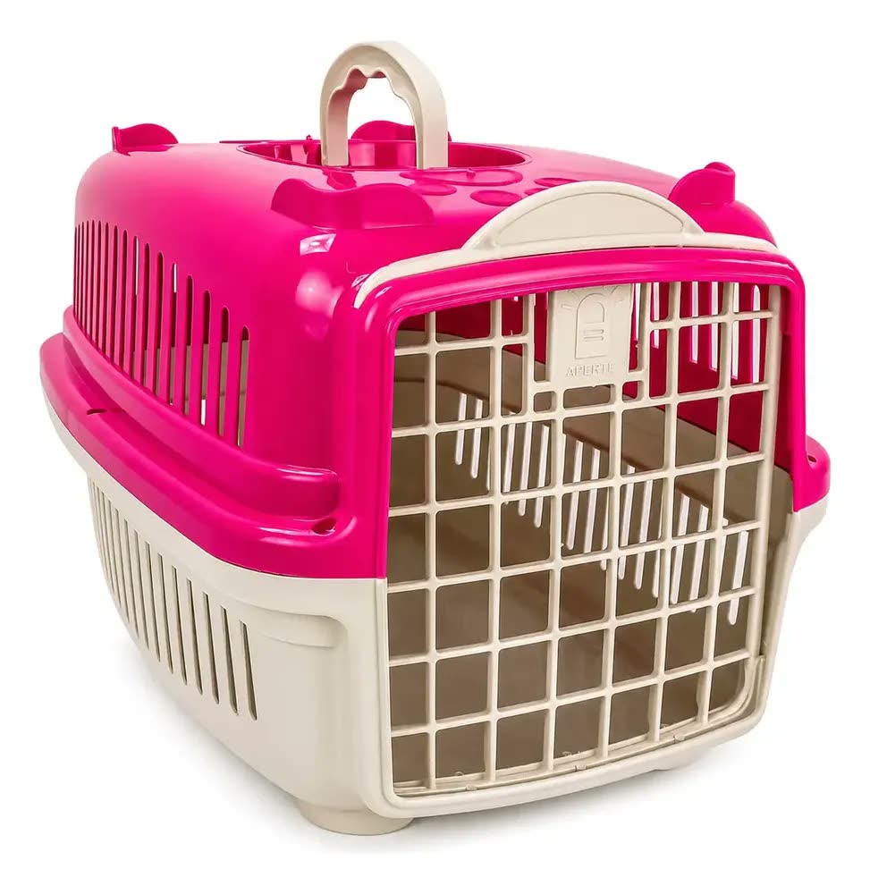 Caixa De Transporte Para Cães Gatos Mais Dog N.03 Rosa