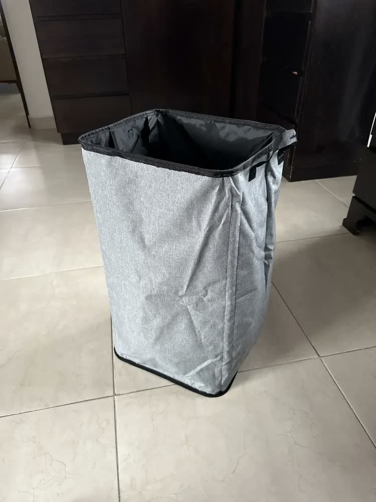 foto de Cesto De Roupa Dobrável 80l Grande Retangular Com Alças Resistentes, Cesto Roupa Suja Ideal Para Banheiro Lavanderia Quartosnigjat 0008 Cor Cinza Lisa