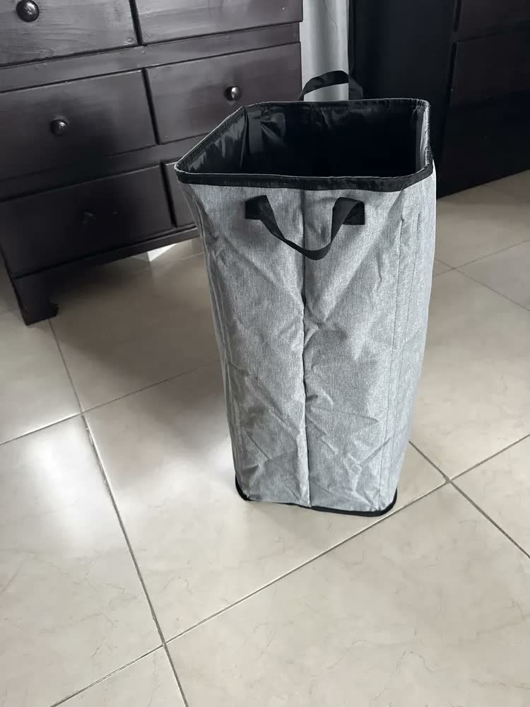 foto de Cesto De Roupa Dobrável 80l Grande Retangular Com Alças Resistentes, Cesto Roupa Suja Ideal Para Banheiro Lavanderia Quartosnigjat 0008 Cor Cinza Lisa