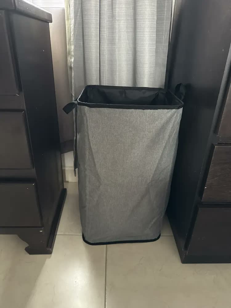 foto de Cesto De Roupa Dobrável 80l Grande Retangular Com Alças Resistentes, Cesto Roupa Suja Ideal Para Banheiro Lavanderia Quartosnigjat 0008 Cor Cinza Lisa