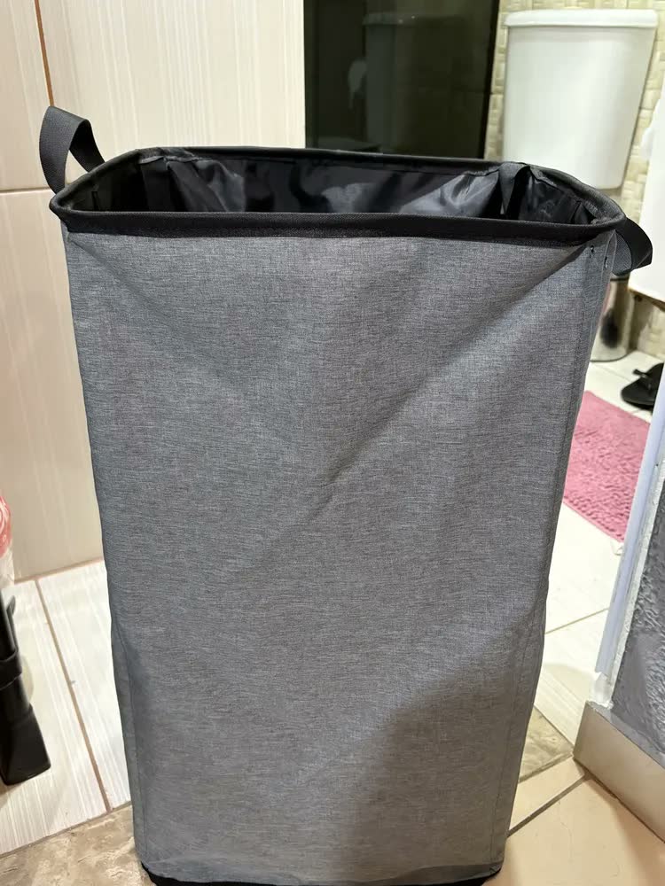 foto de Cesto De Roupa Dobrável 80l Grande Retangular Com Alças Resistentes, Cesto Roupa Suja Ideal Para Banheiro Lavanderia Quartosnigjat 0008 Cor Cinza Lisa
