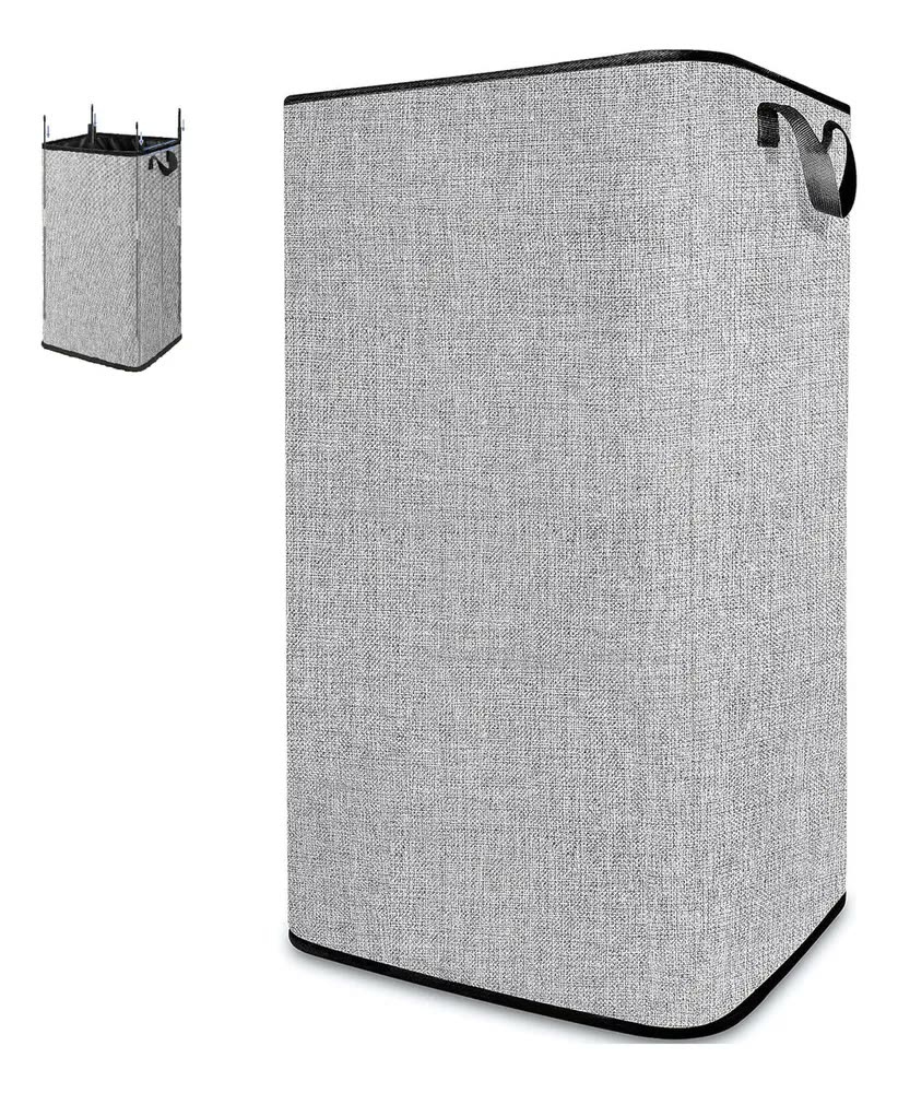 Cesto De Roupa Dobrável 80l Grande Retangular Com Alças Resistentes, Cesto Roupa Suja Ideal Para Banheiro Lavanderia Quartosnigjat 0008 Cor Cinza Lisa