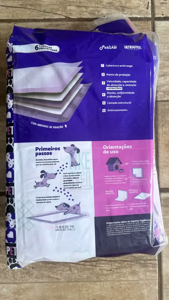 foto de Tapete Higienico para Cães Ultra Pads Lavanda 60x60 30 Un Petlike