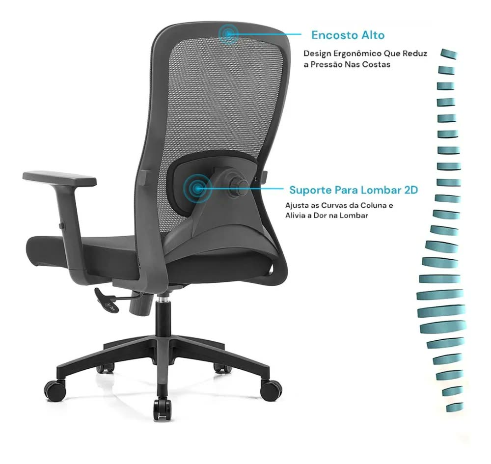 Cadeira De Escritório Ergonômica Efa Marquesa Preta Cor Preto Material do estofamento Mesh
