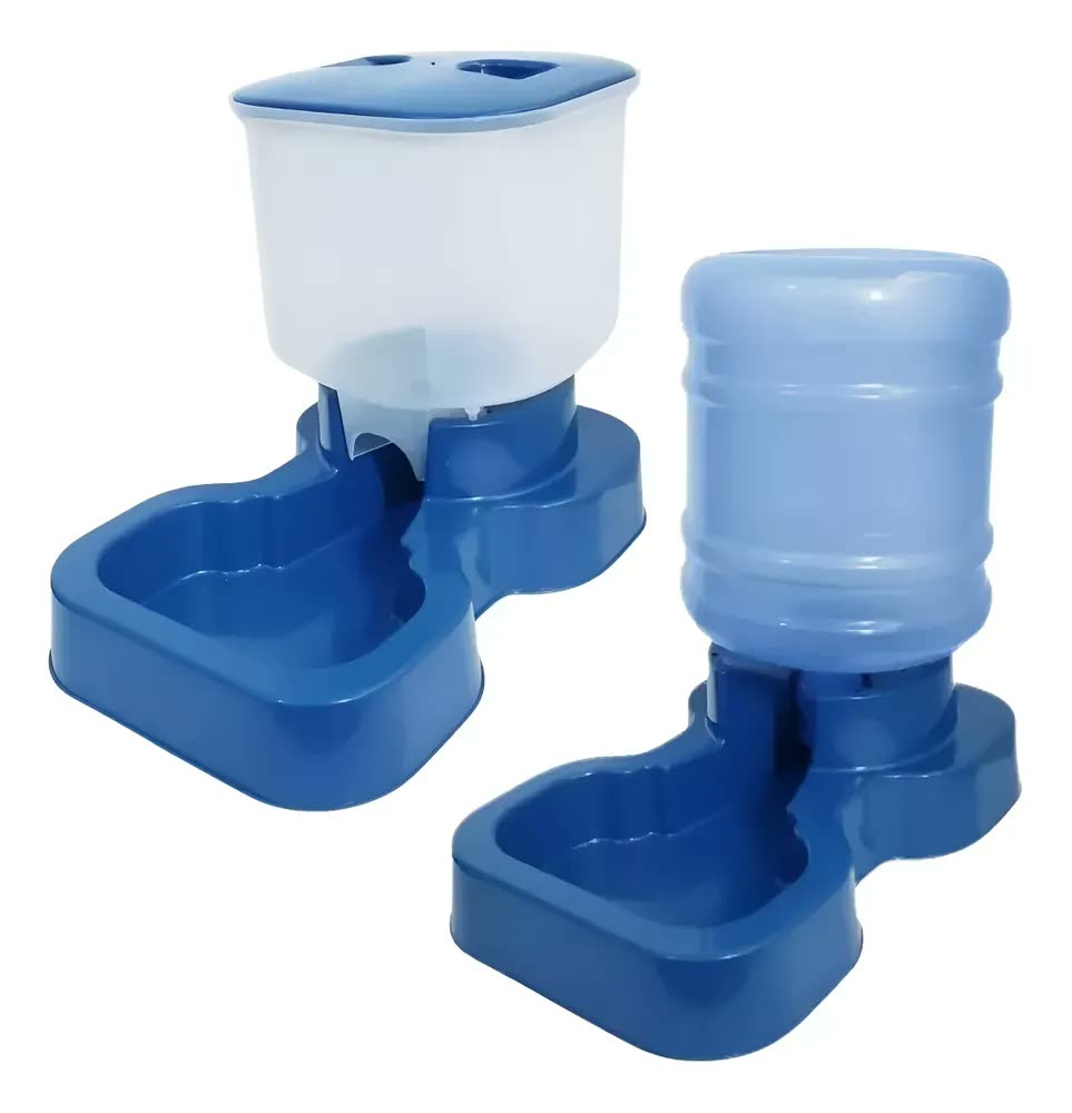 Kit Bebedouro Comedouro Automático Pet Grande Azul 10L Antiengasgo 4kg Ração