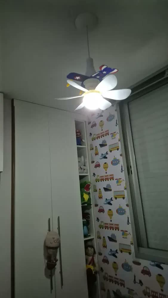 foto de Ventilador Teto Hw Com Luz Integrada Silencioso Branco portatil