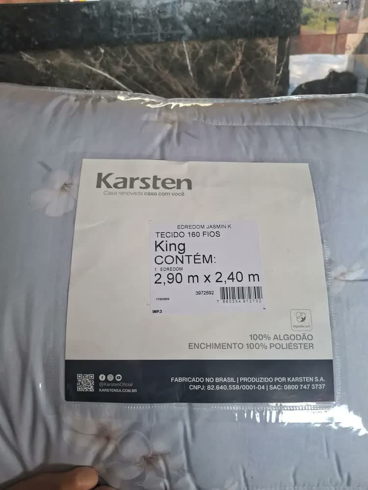 foto de Edredom Casal Jasmim 100% Algodão Azul Karsten