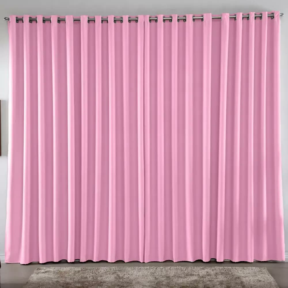 Cortina 2,00x1,80 Metros Blackout Blecaute Rosa Corta Luz Em Tecido Grosso Quarto Sala Texfine