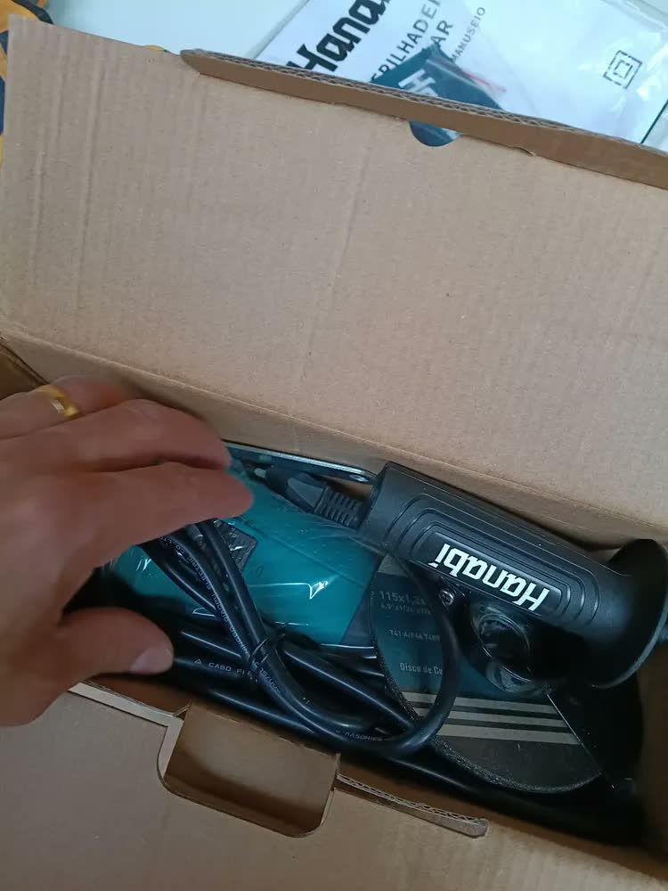 foto de Esmerilhadeira Lixadeira Angular 880w 115mm Hanabi Cor Azul-petróleo Frequência 60hz