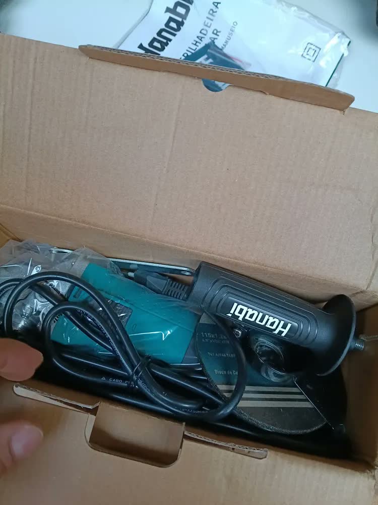 foto de Esmerilhadeira Lixadeira Angular 880w 115mm Hanabi Cor Azul-petróleo Frequência 60hz