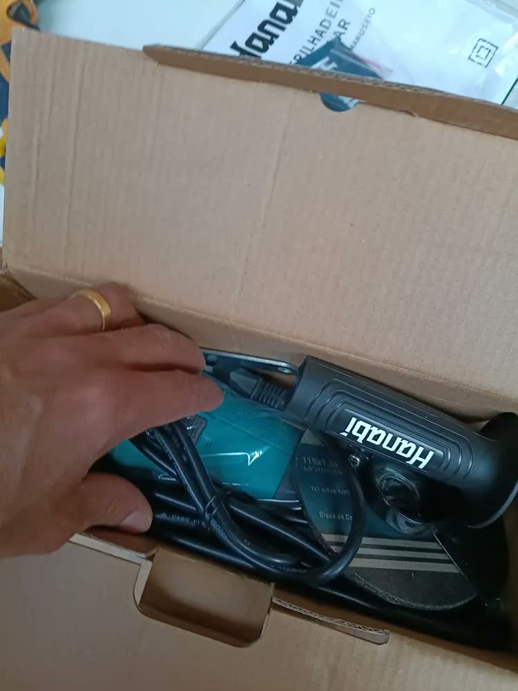 foto de Esmerilhadeira Lixadeira Angular 880w 115mm Hanabi Cor Azul-petróleo Frequência 60hz