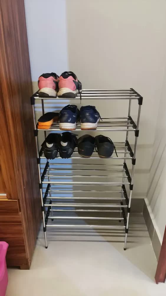 foto de Sapateira Vertical Luxo Inox 6 Prateleiras Organizador 18 Pares