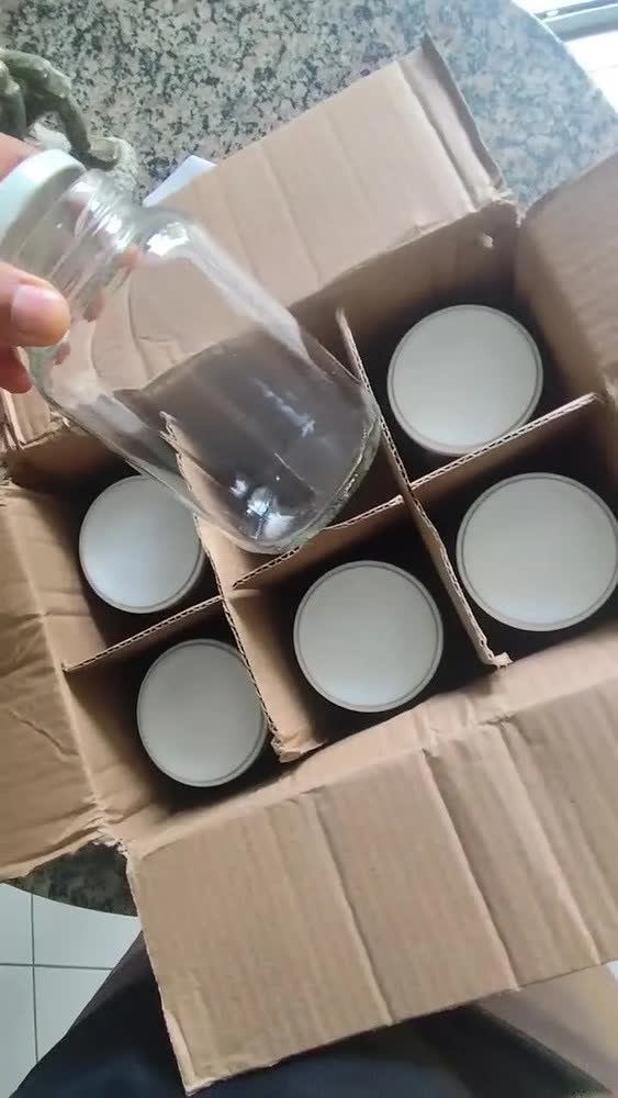 foto de Kit 6 Potes Vidro Conserva 600ml P/ Palmito + Tampa E Lacre