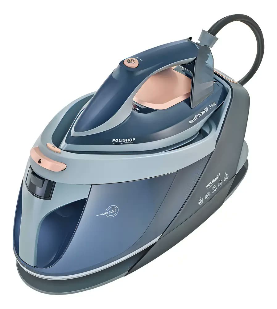 Ferro a Vapor Polishop Protect & Care Azul Escuro Potência 1800W