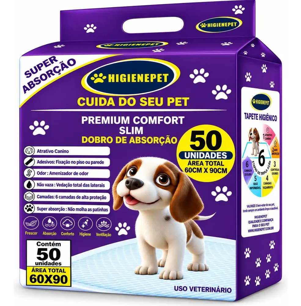 foto de Tapete Higiênico 60x90cm 50 Unidades Premium Comfort Higienepet
