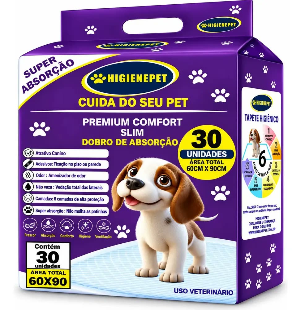 foto de Tapete Higiênico P/Cães 60x90 30unidades Premium Higienepet