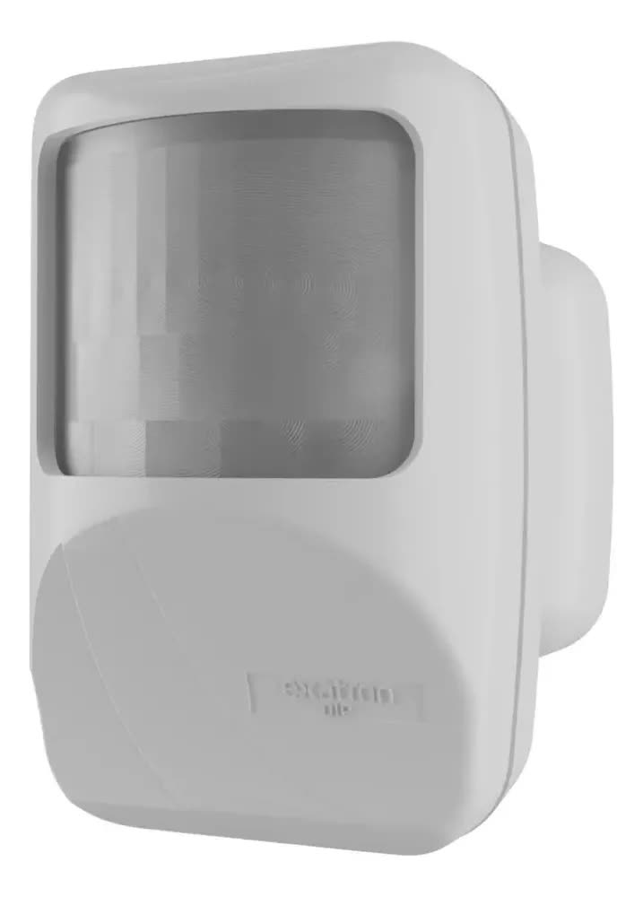 foto de Sensor Presença Movimento Frontal Parede 110° Fotocélula Timer Dip Switch Exatron Lesfzddp 110v 220v Bivolt Branco