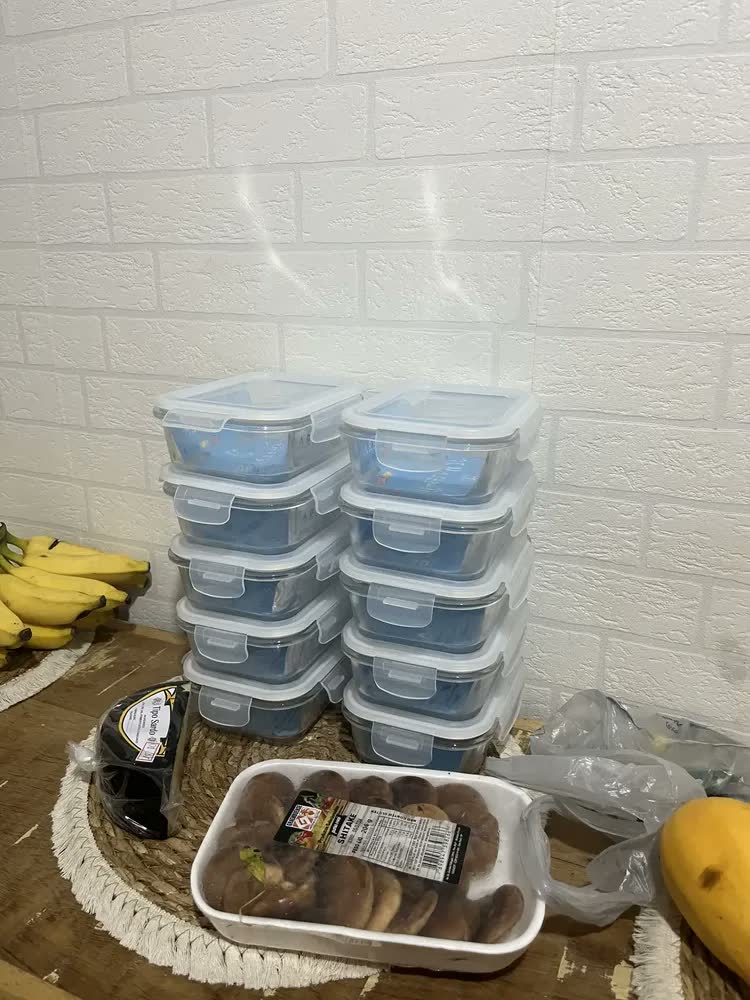foto de Conjunto Kit 10 Marmitas Potes Hermetico 640ml Com 4 Travas Vidro Vedação De Silicone Refratário Jogo Fit Top Vai Ao Forno
