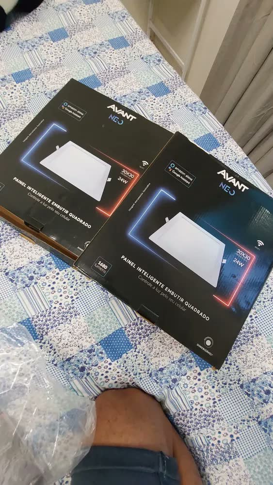 foto de Painel Led Plafon Smart Embutir Inteligente Wifi 24w 2700k A 6500k 29,5cm Quadrado Branco Avant Neo