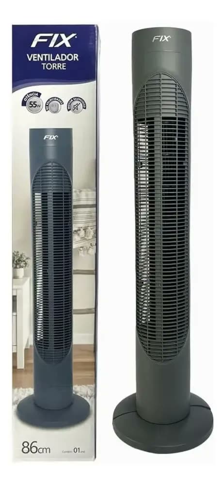 Ventilador de Torre Fix Silencioso, 3 Velocidades e Oscilação
