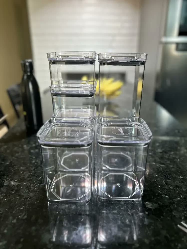 foto de Kit 6 Potes Herméticos Quadrados Amobox 500ml 1000ml 2200ml