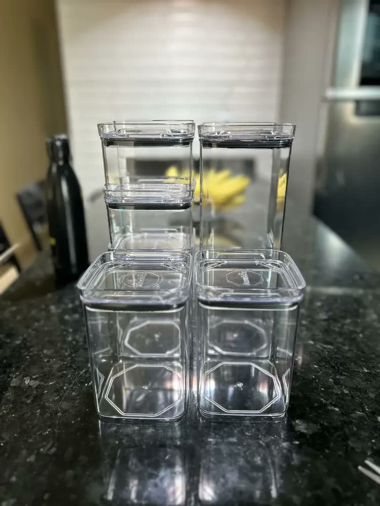 foto de Kit 6 Potes Herméticos Quadrados Amobox 500ml 1000ml 2200ml