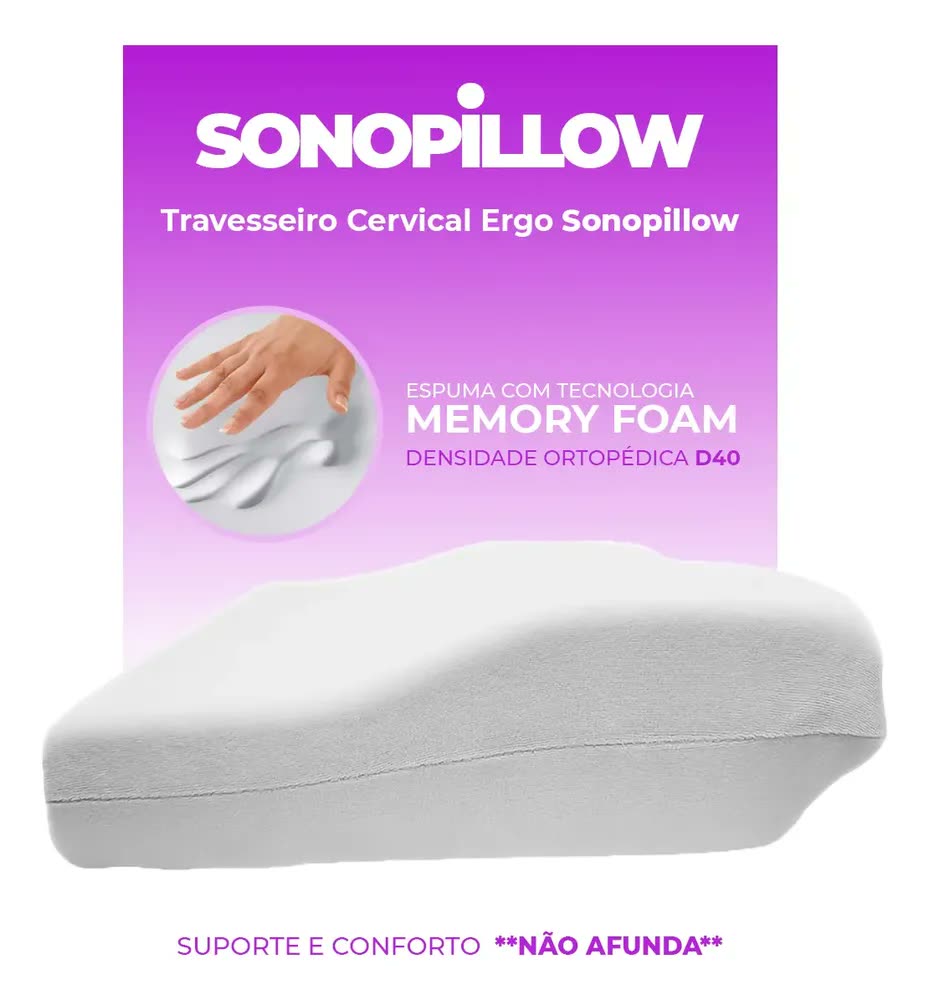 foto de Travesseiro Ergonômico Sonopillow Memory Foam Cervical Ortopédico Branco