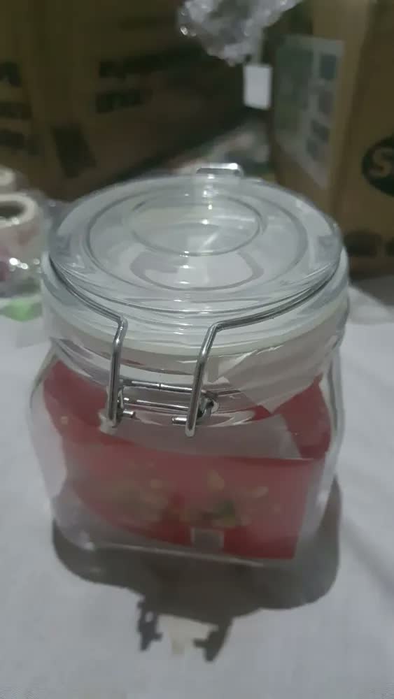 foto de Pote De Vidro Quadrado C/ Trava Sofistic - 910ml Cor Transparente