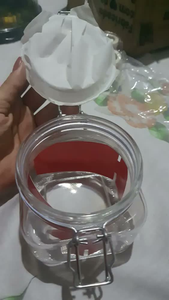 foto de Pote De Vidro Quadrado C/ Trava Sofistic - 910ml Cor Transparente