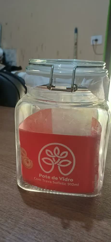 foto de Pote De Vidro Quadrado C/ Trava Sofistic - 910ml Cor Transparente