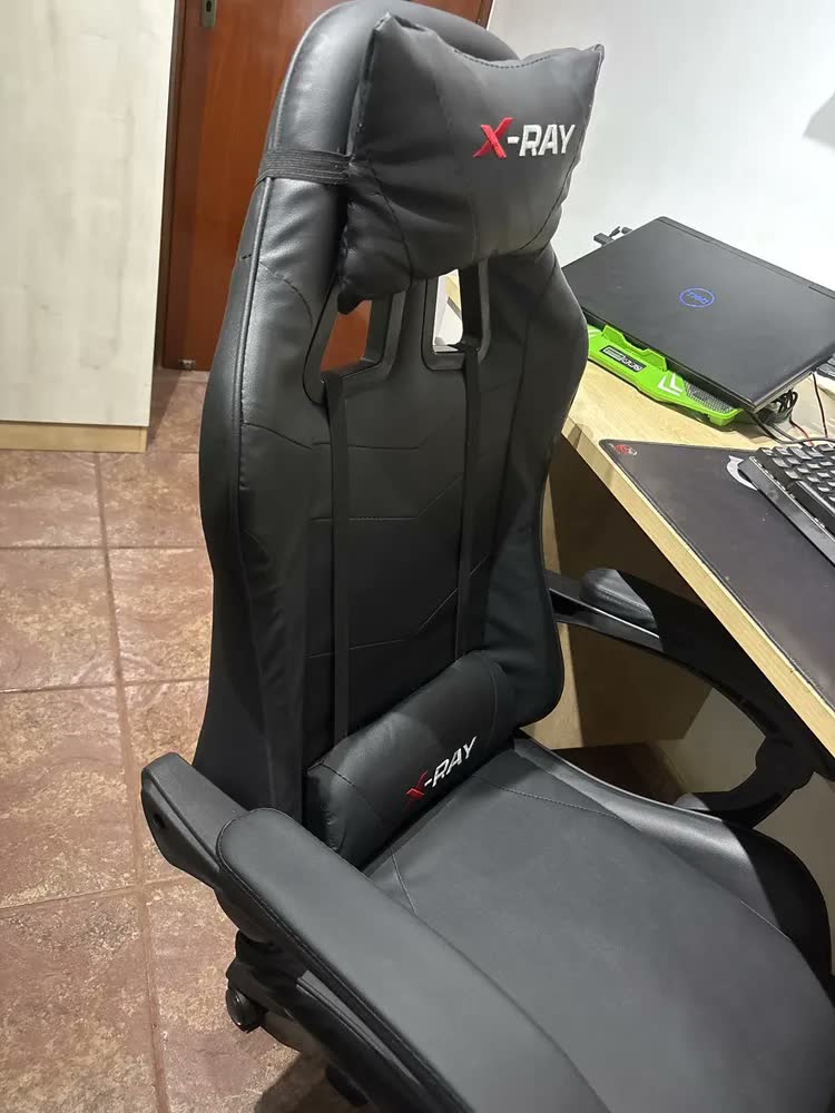 foto de Cadeira Gamer X-ray Jogo Office Reclinável Ergonômica Cor Rosa Material Do Estofamento Couro Sintético