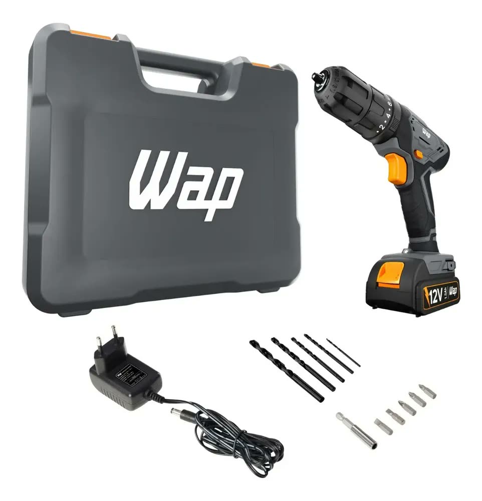 Parafusadeira e Furadeira de Impacto Wap Wf 12k4.2 com Indicador de Nível de Bateria e Maleta