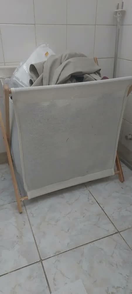 foto de Cesto De Pano Dobrável Organizador Multiuso Para Roupa Suja Cor Bege