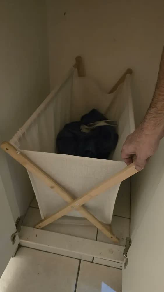 foto de Cesto De Pano Dobrável Organizador Multiuso Para Roupa Suja Cor Bege