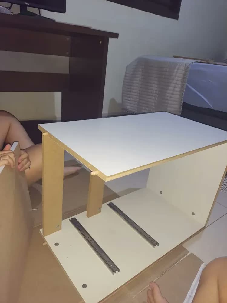 foto de Mesa Cabeceira 2 Gavetas 100% MDF Branco 69x45cm Casamia
