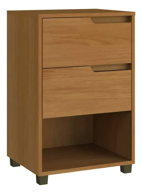 foto de Mesa De Cabeceira 2 Gavetas 69x45 Cm 100% Mdf Nature Casamia