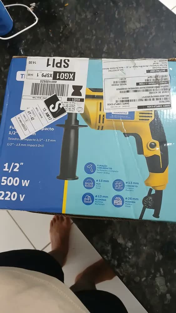 foto de Furadeira De Impacto 500w 1/2 Verso/reverso Tramontina Cor Cinza Frequência 1